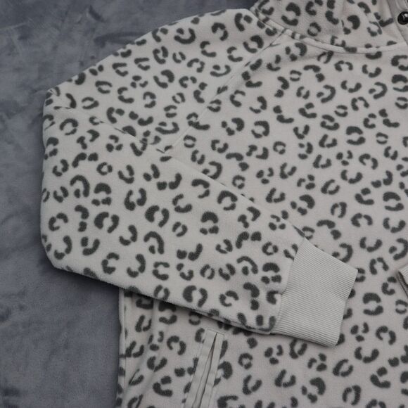 Green Tea Sweater Womens M Beige Long Sleeve Animal Print Zip Pocket Fleece - Picture 10 of 16